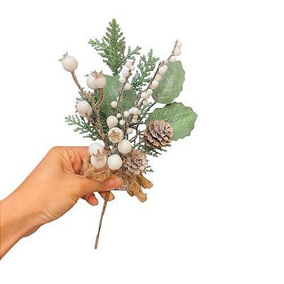 PICK NATALINO 27CM BRANCO E VERDE