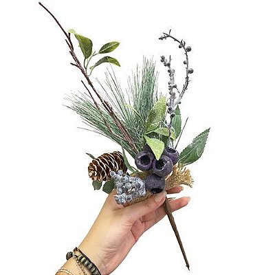 HASTE BLUEBERRY C/ FOLHAGEM PINHA E LACO 38CM