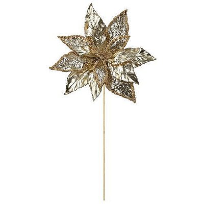 POINSETIA DOURADA COM BRILHO 60CM