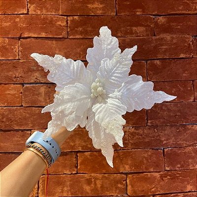 POINSETTIA VELUDO BRANCO 28x31CM
