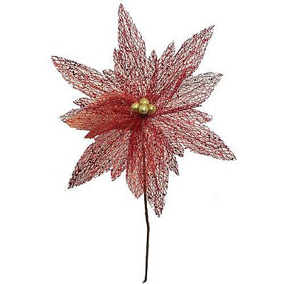 HASTE POINSETTIA TELADA VERMELHO 30CM