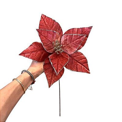 HASTE POINSETTIA ROSE DECOR 38.5X25CM
