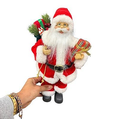 PAPAI NOEL COM PRESENTES VERMELHO 30CM
