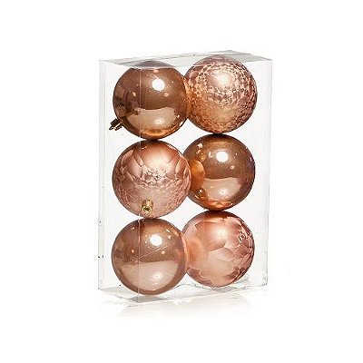 BOLA BRILHO E TEXTURIZADA ROSE 8CM JG6