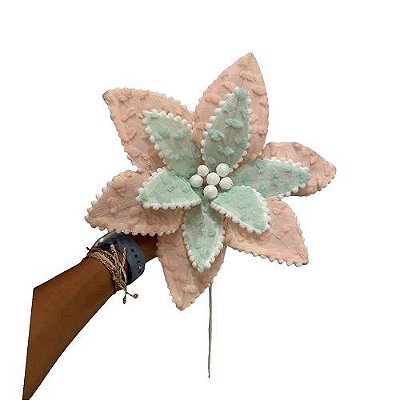 FLOR NATALINA 30CM AZUL E ROSA