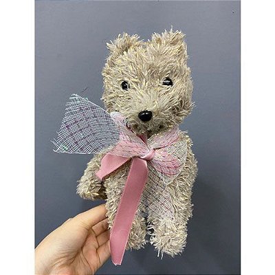 CACHORRO MARROM C/ LACO ROSA DELUXE