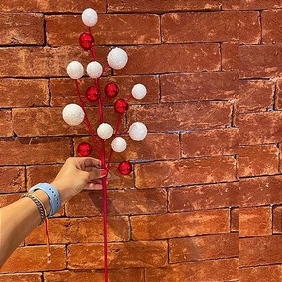 HASTE NATALINA BRANCO E VERMELHO - ALT 24 CM