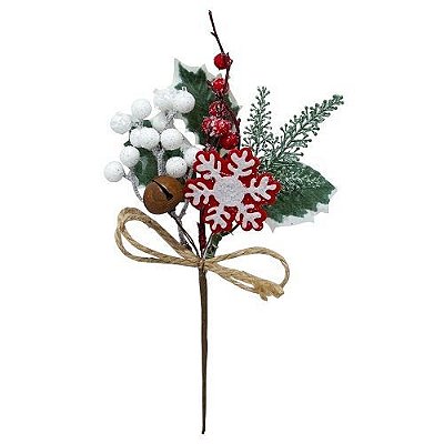 PICK NATAL BERRY FLOCO DE NEVE E GUIZO 26CM