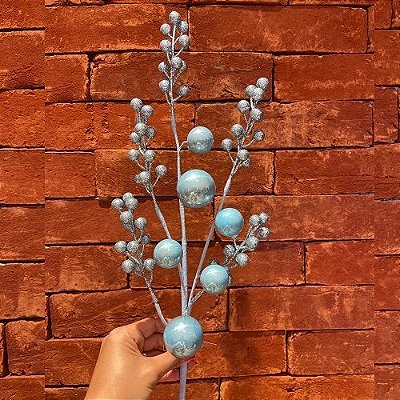 HASTE NATALINA AZUL COM GLITTER - ALT 28 CM