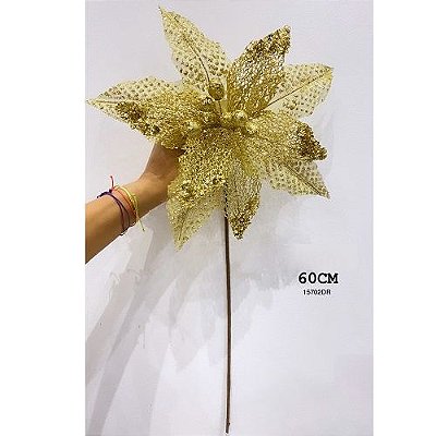 HASTE POINSETIA DOURADA 45CM
