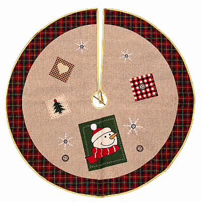 TAPETE SAIA ARVORE NATAL BONECO DE NEVE MARROM 90CM