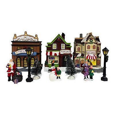 JOGO 3 VILAS NATALINAS COM LUZES 14CM