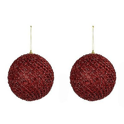 BOLA NATALINA VERMELHA C/2 DIAM.12CM