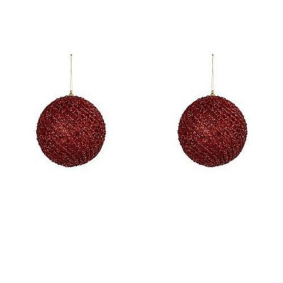 BOLA NATALINA VERMELHA C/2 DIAM.10CM