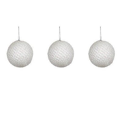 BOLA NATALINA BRANCA C/3 DIAM.8CM