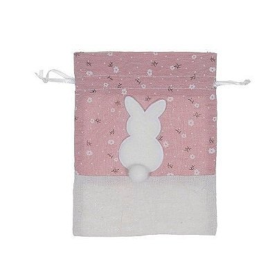 PASCOA EMBALAGEM COELHO TECIDO ROSE 17X13CM