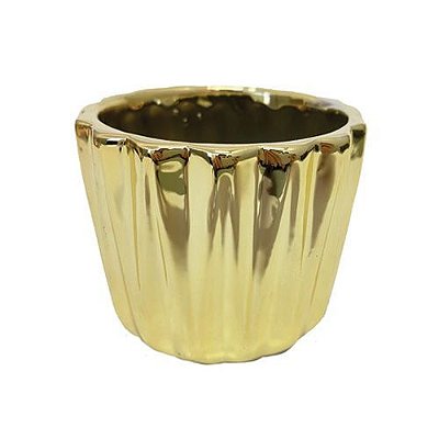 VASO CACHEPOT DOURADO EM CERAMICA 7CM