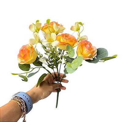 MINI BUQUE DE ROSA COM EUCALIPTO 38CM