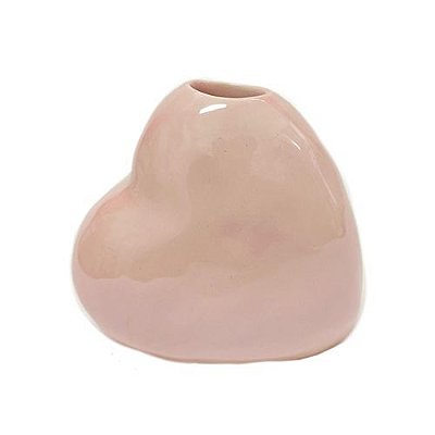 CACHEPOT VASO CORACAO ROSA CERAMICA 9CM