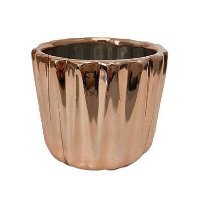 08638- VASO CACHEPOT ROSE GOLD EM CERAMICA 6.5X7.5CM