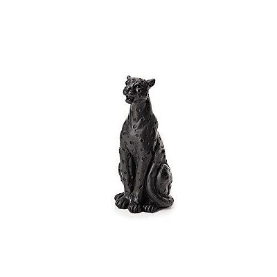 ESCULTURA LEOPARDO EM POLIRESINA PRETO 10.5x4x5CM