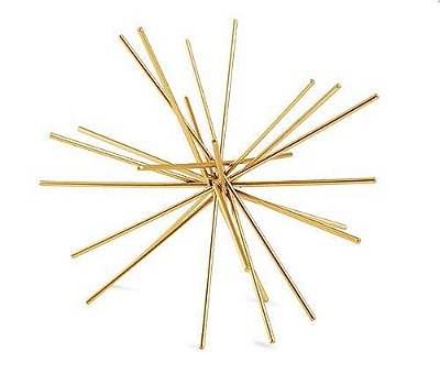 OURIÇO DOURADO EM METAL P 13X13X13CM