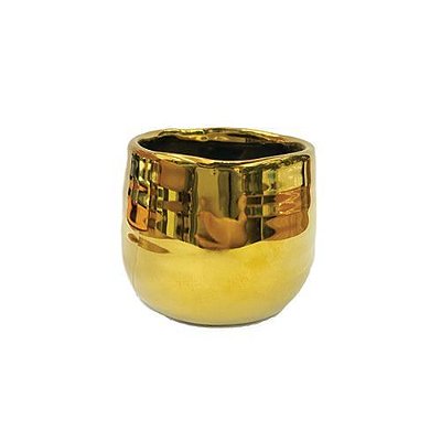 VASO CACHEPOT DOURADO CERAMICA 7.3CM
