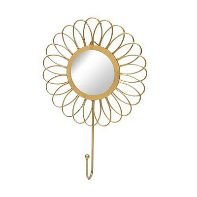 GANCHO FLOR ESPELHO DOURADO