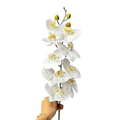 GALHO ORQUIDEA BRANCA PREMIUM SILICONE X9 90CM