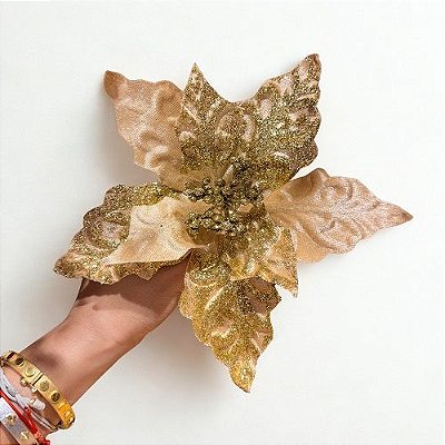 POINSETTIA DOURADO VELUDO 20X19CM