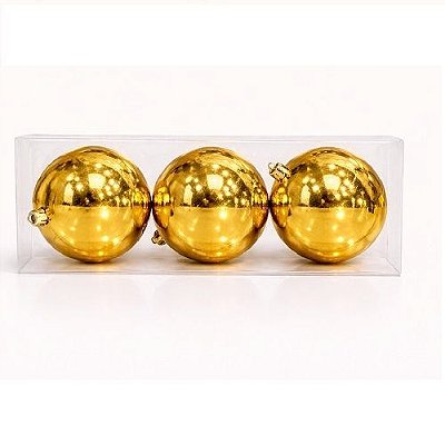BOLA DE NATAL DOURADO BRILHANTE 12CM X6