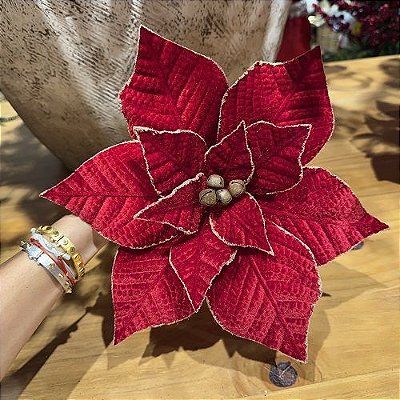 POINSETIA VERMELHO COM GUIZO 35X27CM