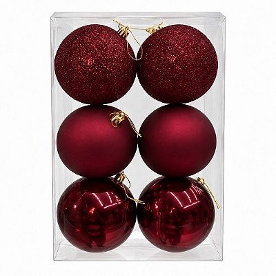 BOLA DE NATAL BORDO BURGUNDY 10CM X6