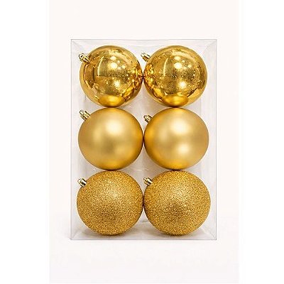 BOLA DE NATAL MISTA DOURADO 10CM X6