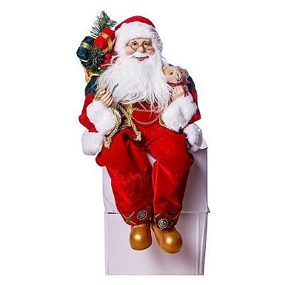 PAPAI NOEL C/PRESENTES URSO PELUCIA 45CM SENTADO