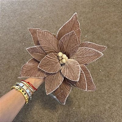 POINSETIA MARROM CLARO 20CM 14 PETALAS