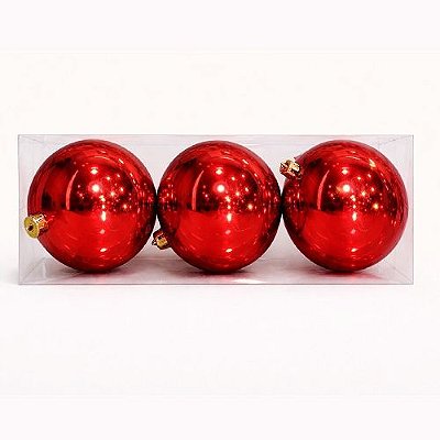 BOLA DE NATAL VERMELHA 15CM X3