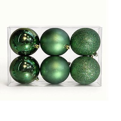 BOLA DE NATAL VERDE FLORESTA 8CM X6