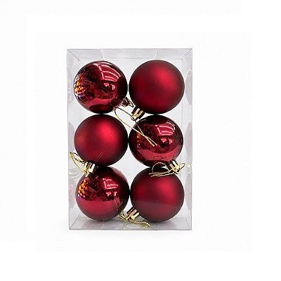 BOLA DE NATAL 6CM BORDO BURGUNDY X6