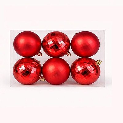 BOLA DE NATAL MISTA VERMELHA 8CM X6