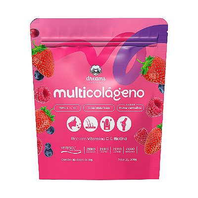 Multicolágeno - Dreams Nutrition Tipo I, II e III com Ácido Hialurônico em pó 300g