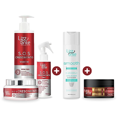 Combo Alinhamento Capilar: Smooth + Kit SOS + Máscara Grátis