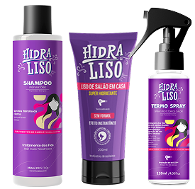 Hidraliso – 1 Progressiva + 1 Shampoo + 1 Termo Spray | Alisamento Sem Formol