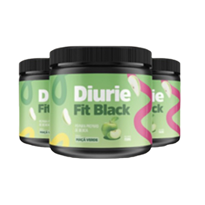 DiurieFit Black - Kit com 3 potes | Sabor Maçã Verde.