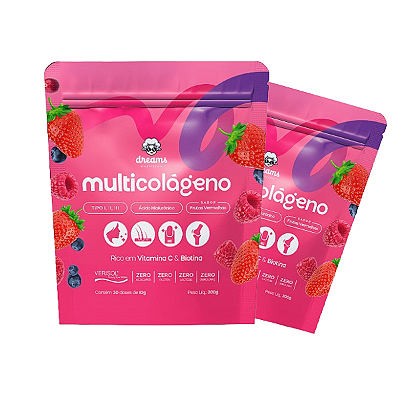 Multicolágeno Dreams Nutrition Tipo I, II e III + Ácido Hialurônico | Kit 2 Sachês