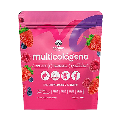 Multicolágeno - Dreams Nutrition Tipo I, II e III + Ácido Hialurônico