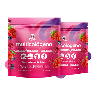 Multicolágeno - Tipo I, II e III + Ácido Hialurônico | Kit 2 Sachês