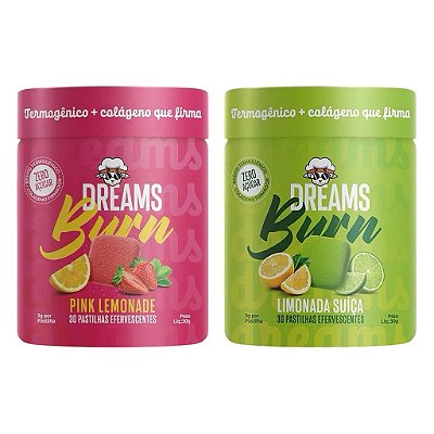 Dreams Burn Termogênico + Colágeno | 30 Pastilhas Pink Lemonade e Limonada Suíça