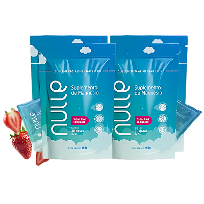 Magnésio Nulle em Pó – Pink Lemonade | Kit 4 Pouches Suplemento Alimentar