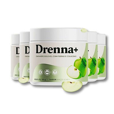 Drenna+ Chá Solúvel com Fibras e Colágeno | Compre 3 e Leve 5 Maçã Verde